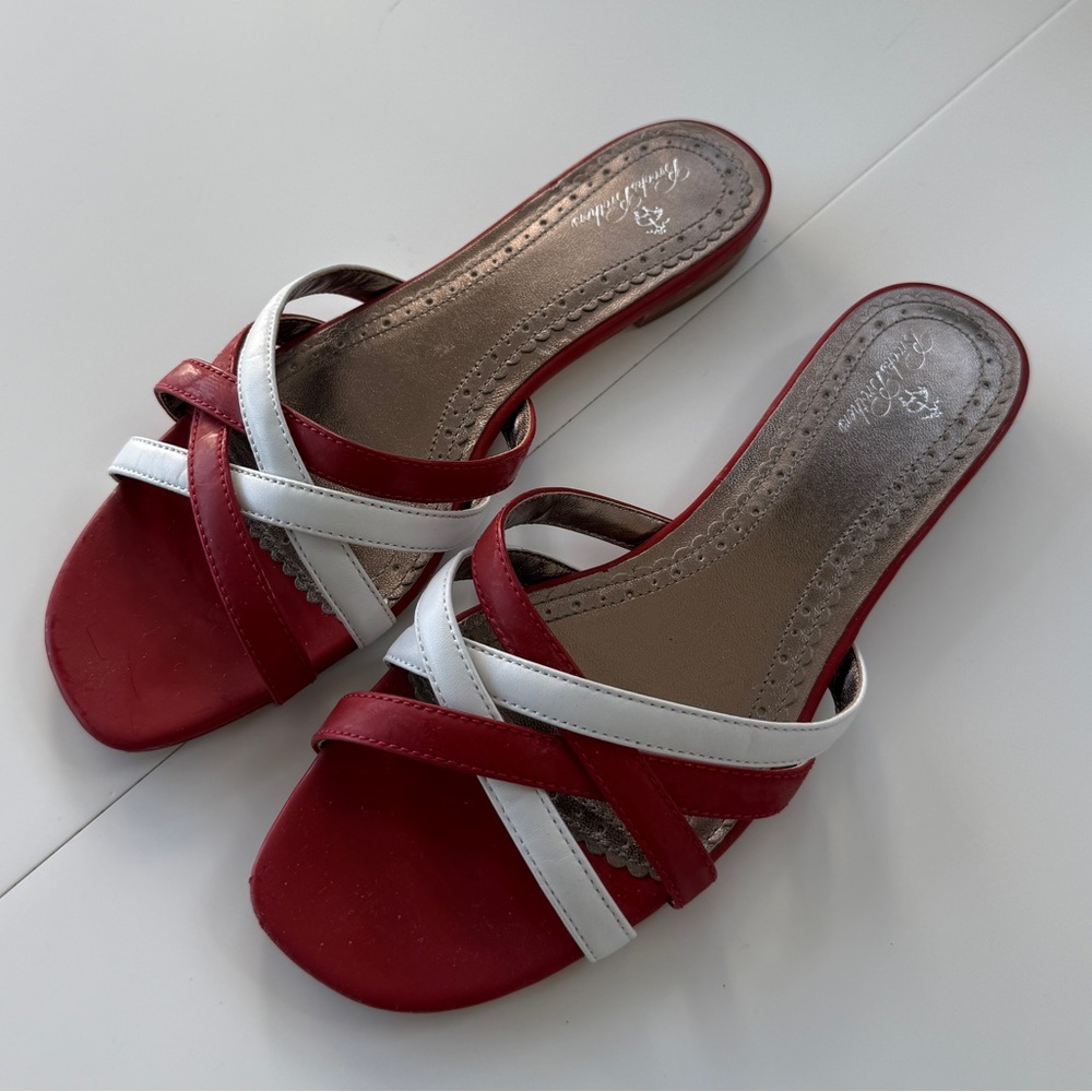 Brooks Brothers Red and White Women's Sandals